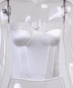 Own Saviour White Lace Corset Crop Tees + Tops