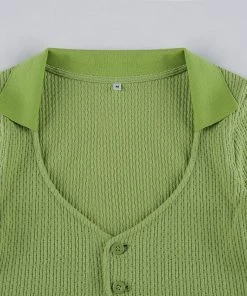 Own Saviour Green Button Crop New In