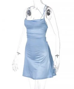 Own Saviour Blue Tie Up Backless Mini Dress New In