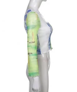 Heyoungirl Store Mesh Flare Sleeve Crop