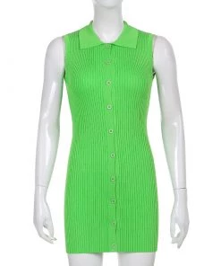 Own Saviour Neon Ribbed Knit Mini Dress