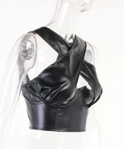 Own Saviour Faux Leather Cross Crop