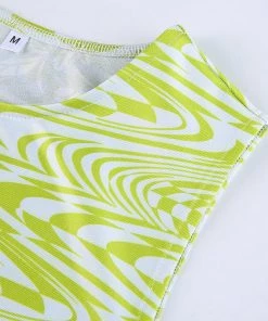 Own Saviour New In Green Swirl Checkerboard Crop