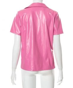 Own Saviour Pink/Green Faux Leather Shirt New In