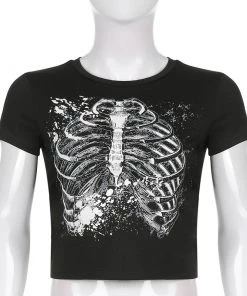 Own Saviour Black Ribcage Crop Tees + Tops