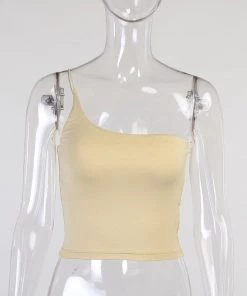 Own Saviour Tan String One Shoulder Crop