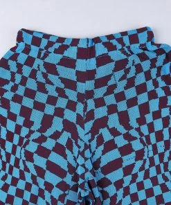 Own Saviour Blue Checkerboard Swirl Pants