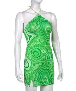 Own Saviour Green Marble Swirl Mini Dress New In