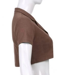 Own Saviour Tees + Tops Brown Crop Shirt