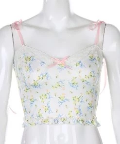 Own Saviour Floral Tie Cami Crop Tees + Tops