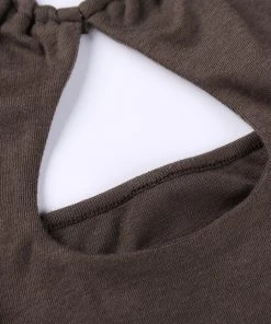 Own Saviour Brown Halter Ring Crop New In