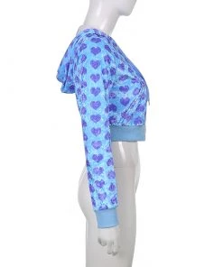 Own Saviour New In Blue Heart Velvet Hoodie