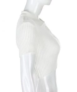 Own Saviour Tees + Tops Ribbed Button Crop