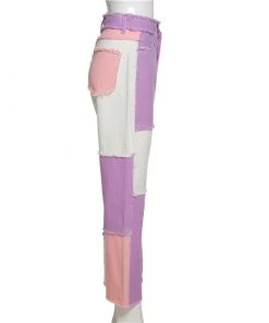 Own Saviour Pants Pink Purple White Patchwork Jeans