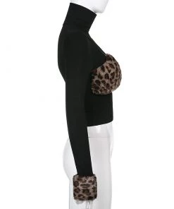 Own Saviour Leopard Faux Fur Turtleneck Top