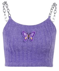 Own Saviour Purple Butterfly Knit Chain Crop