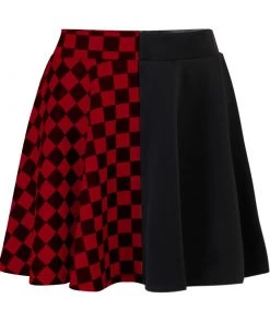 Own Saviour Red Checkerboard Splice Mini Skirt