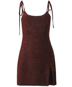Own Saviour Red Shimmer Split Dress