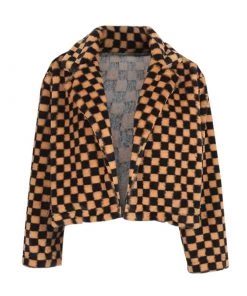 Own Saviour Checkerboard Faux Fur Jacket