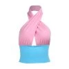 Own Saviour New In Pink Blue Halter Crop