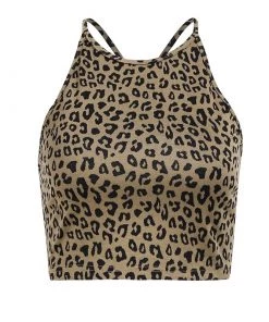 Own Saviour Tees + Tops Backless Leopard Tank Crop
