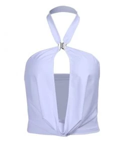 Own Saviour Tees + Tops White Y2K Cowl Crop