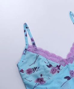 Own Saviour Pink Blue Rose Cami Crop