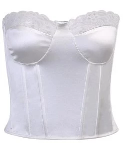 Own Saviour White Lace Corset Crop Tees + Tops