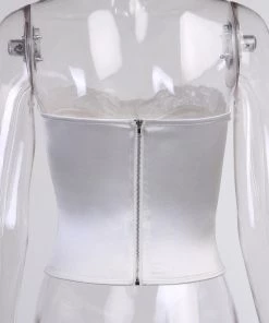 Own Saviour White Lace Corset Crop Tees + Tops