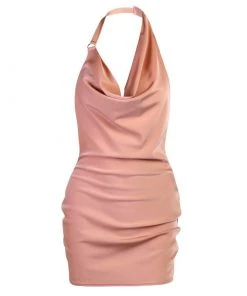 Own Saviour Pink Silk Cowl Mini Dress New In