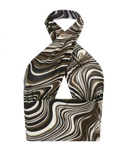 Own Saviour Brown Swirl Halter Crop