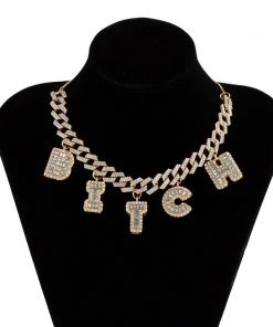 Own Saviour New In BITCH Rhinestone Necklace