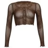 Own Saviour Brown Mesh Frill Crop New In