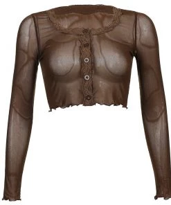 Own Saviour Brown Mesh Frill Crop New In