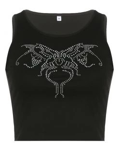 Own Saviour Rhinestone Butterfly Tank Crop New In