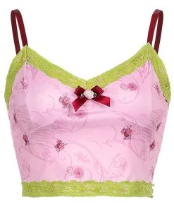 Own Saviour Rose Contrast Cami Crop Tees + Tops