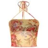 Own Saviour Floral Criss Halter Mesh Crop Tees + Tops