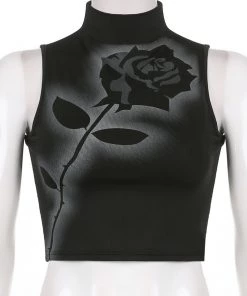 Own Saviour Rose Tattoo Turtleneck Tank Crop New In