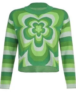 Own Saviour Green Flower Sweater