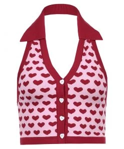 Own Saviour Red Heart Halter Top