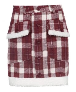 Own Saviour Red Plaid Faux Fur Mini Skirt Skirts