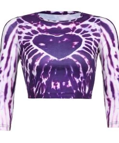 Own Saviour Purple Heart Tie Dye Crop Tees + Tops