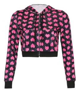 Own Saviour Black Pink Heart Velvet Hoodie