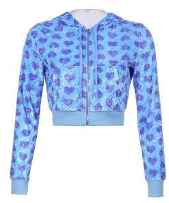 Own Saviour New In Blue Heart Velvet Hoodie