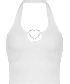 Own Saviour Rhinestone Heart Halter Crop New In
