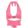 Own Saviour Pink Buckle Wrap Halter Crop