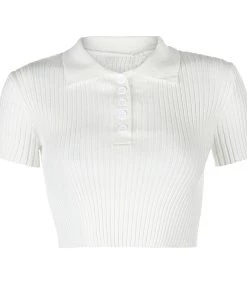 Own Saviour Tees + Tops Ribbed Button Crop