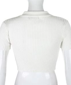 Own Saviour Tees + Tops Ribbed Button Crop