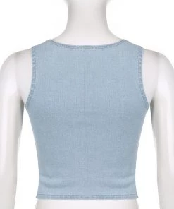 Own Saviour New In Denim Butterfly Tie Up Crop