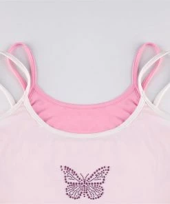 Own Saviour White Pink Rhinestone Cami Crop New In